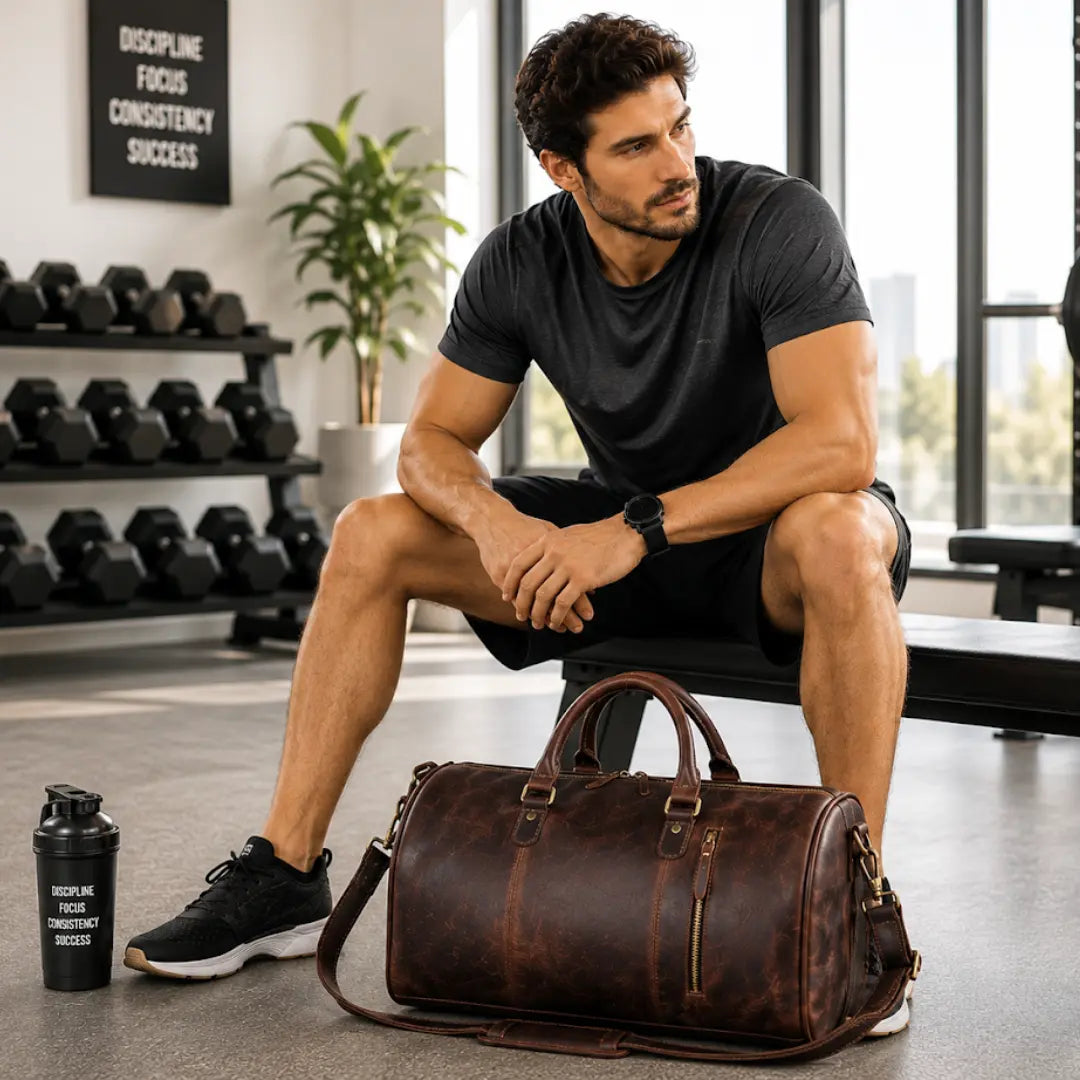 ARNOLD GYM LEATHER DUFFEL BAG - WOMEN