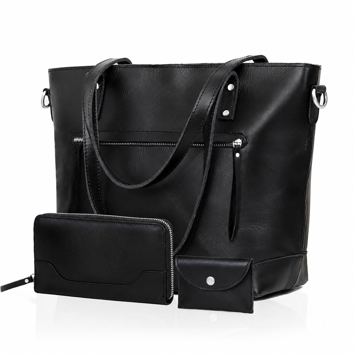 Black Buffalo Leather Tote Bag- Denver Leather Craft