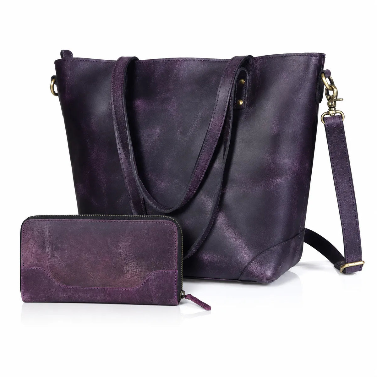 Marilyn Buffalo Leather Tote + Wallet