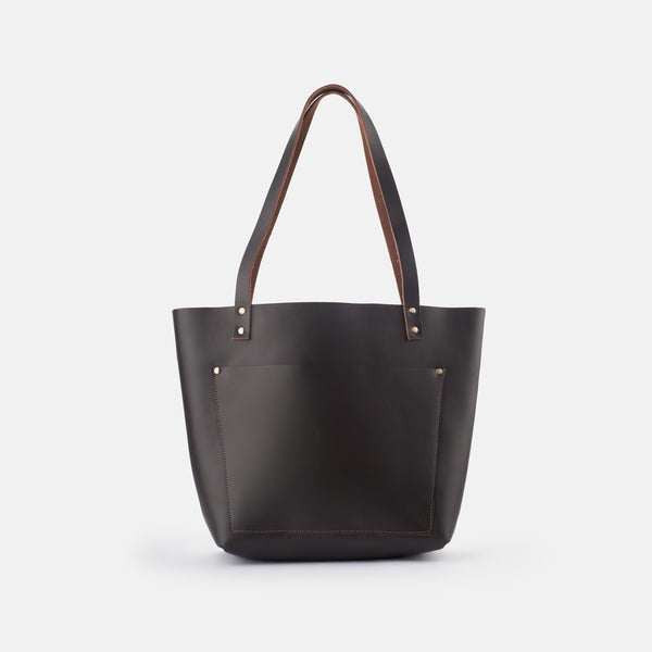 Classic Leather Tote Bag - Dark Brown