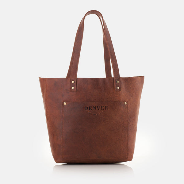 Classic Leather Tote Bag - Cognac