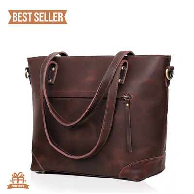 MARILYN BUFFALO LEATHER TOTE BAG - denverleathercraft