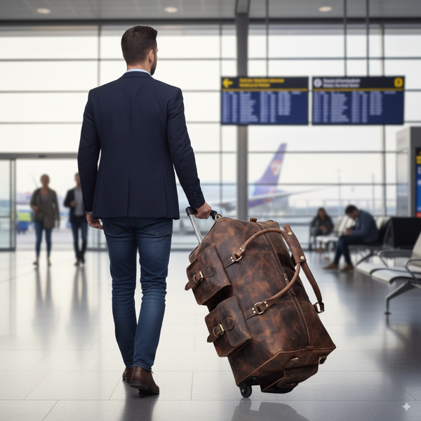 Denver Leather Wheely Duffle Bag