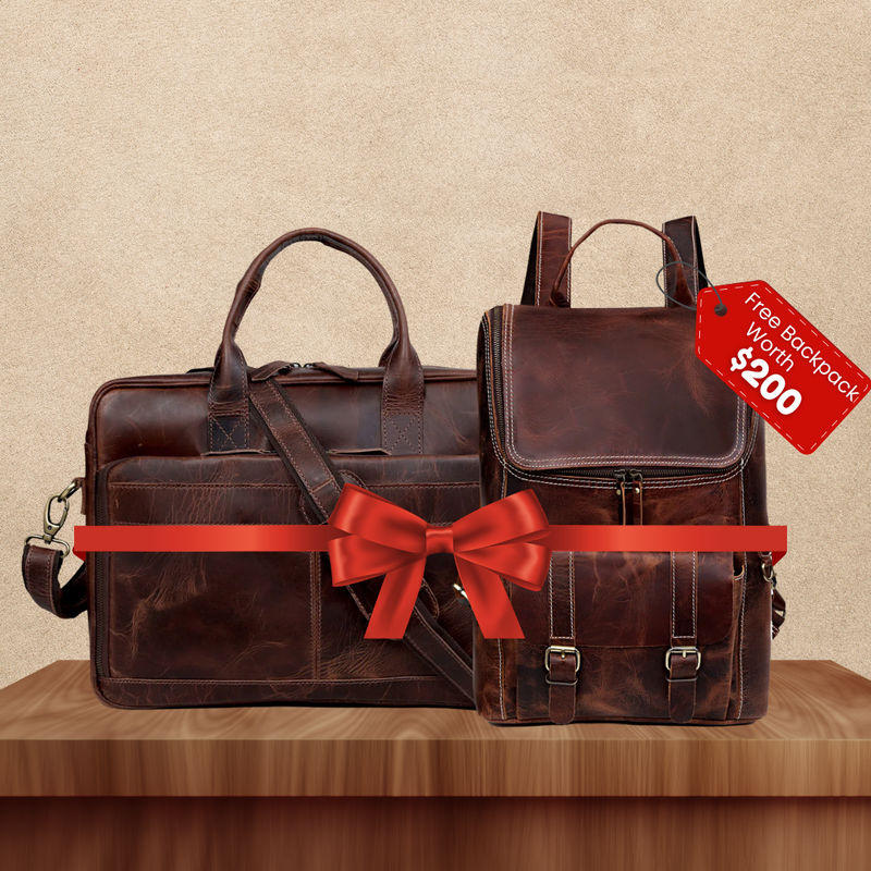 Leather Briefcase | Messenger | Laptop | Work Bag + Backpack Combo - denverleathercraft