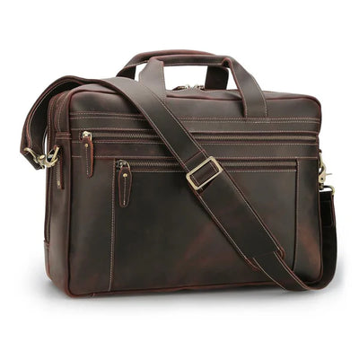 Roosevelt Buffalo Leather BRIEFCASE Bag - denverleathercraft