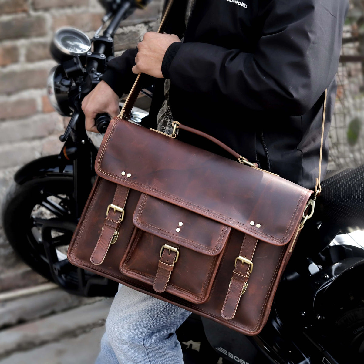Roosevelt Buffalo Leather Messenger Bag - denverleathercraft