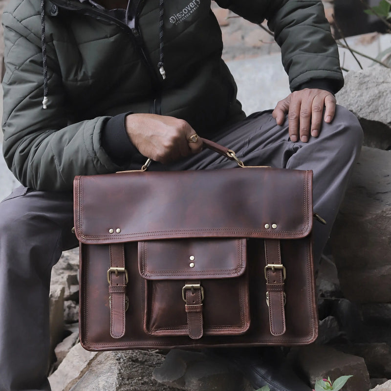 Roosevelt Buffalo Leather Messenger Bag - denverleathercraft