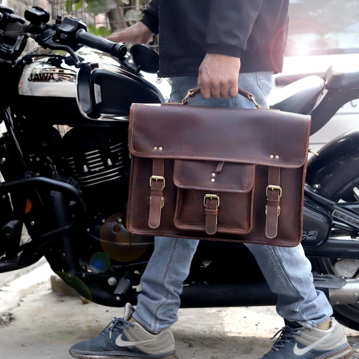 Roosevelt Buffalo Leather Messenger Bag - denverleathercraft