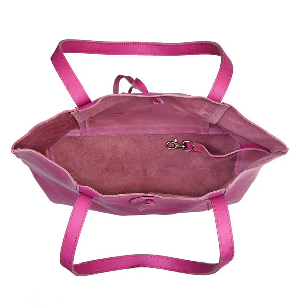SEINNA LEATHER TOTE BAG - PINK - denverleathercraft