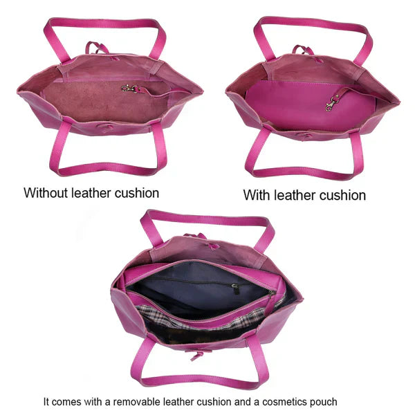 SEINNA LEATHER TOTE BAG - PINK - denverleathercraft