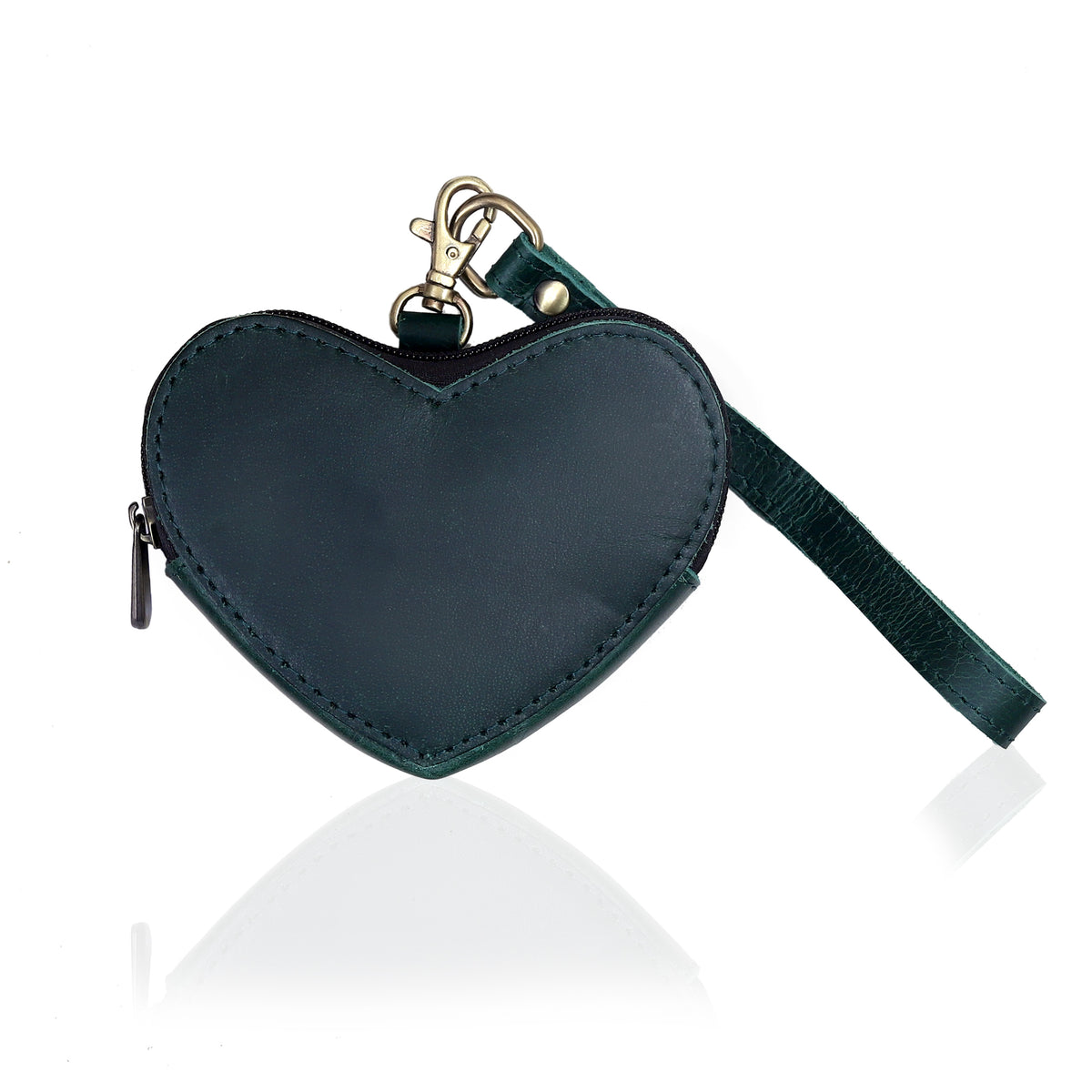 Brown Leather Heart Wristlet - denverleathercraft