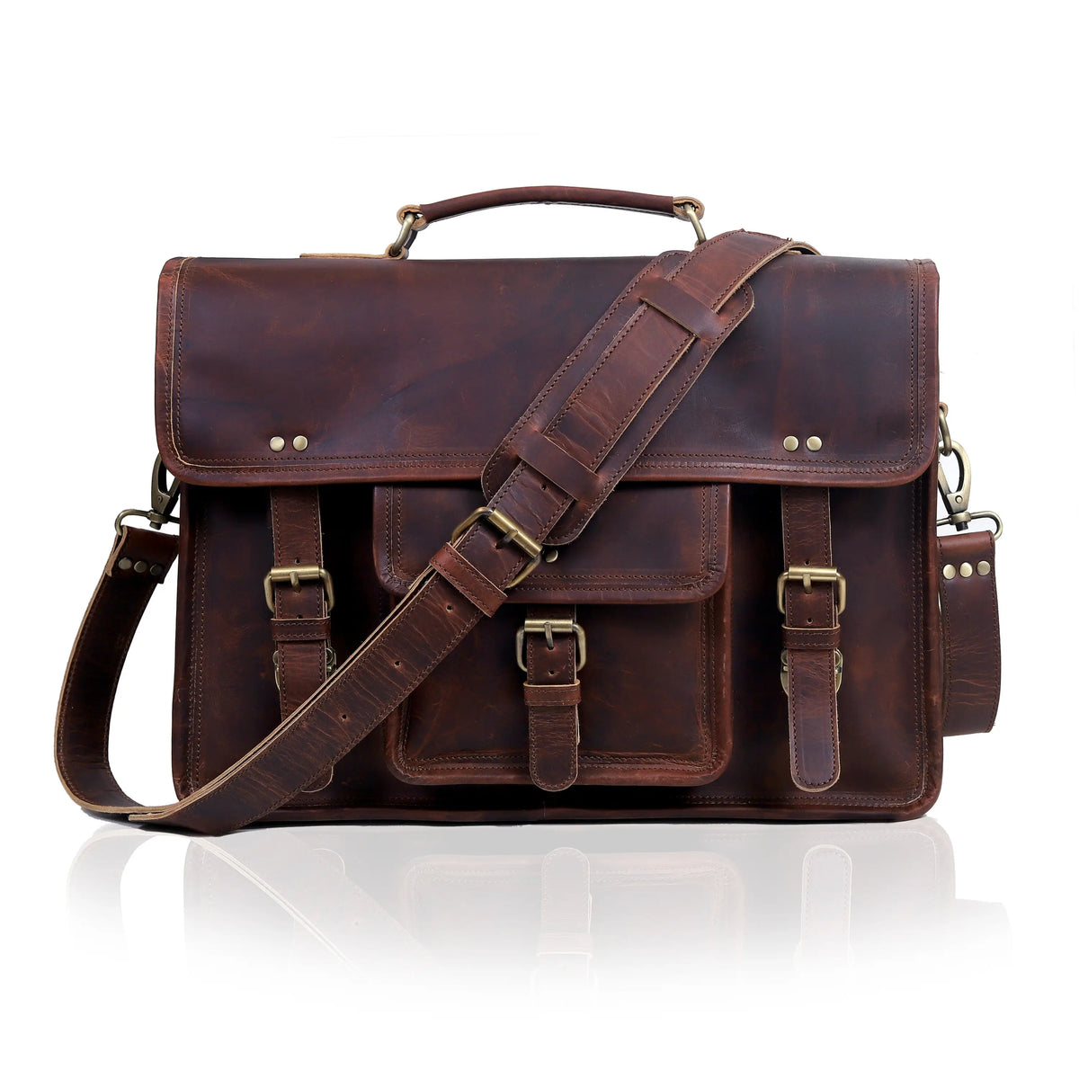 Roosevelt Buffalo Leather Messenger Bag - denverleathercraft