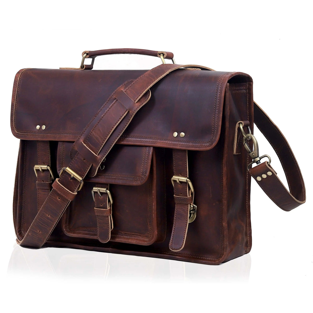 Roosevelt Buffalo Leather Messenger Bag - denverleathercraft