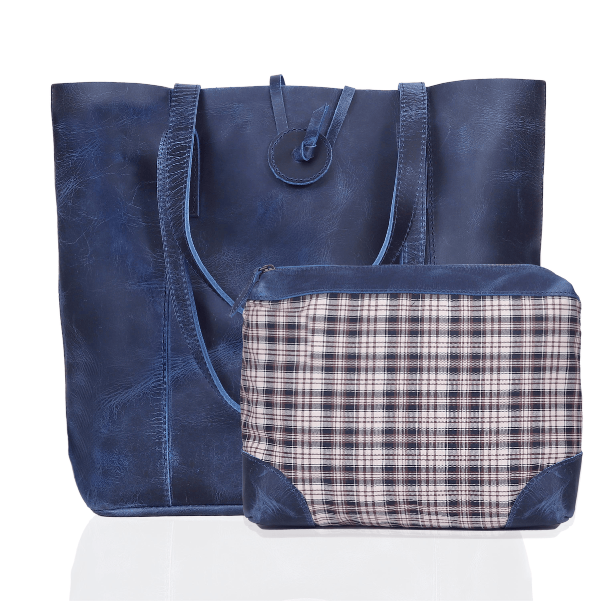SEINNA LEATHER TOTE BAG - BLUE