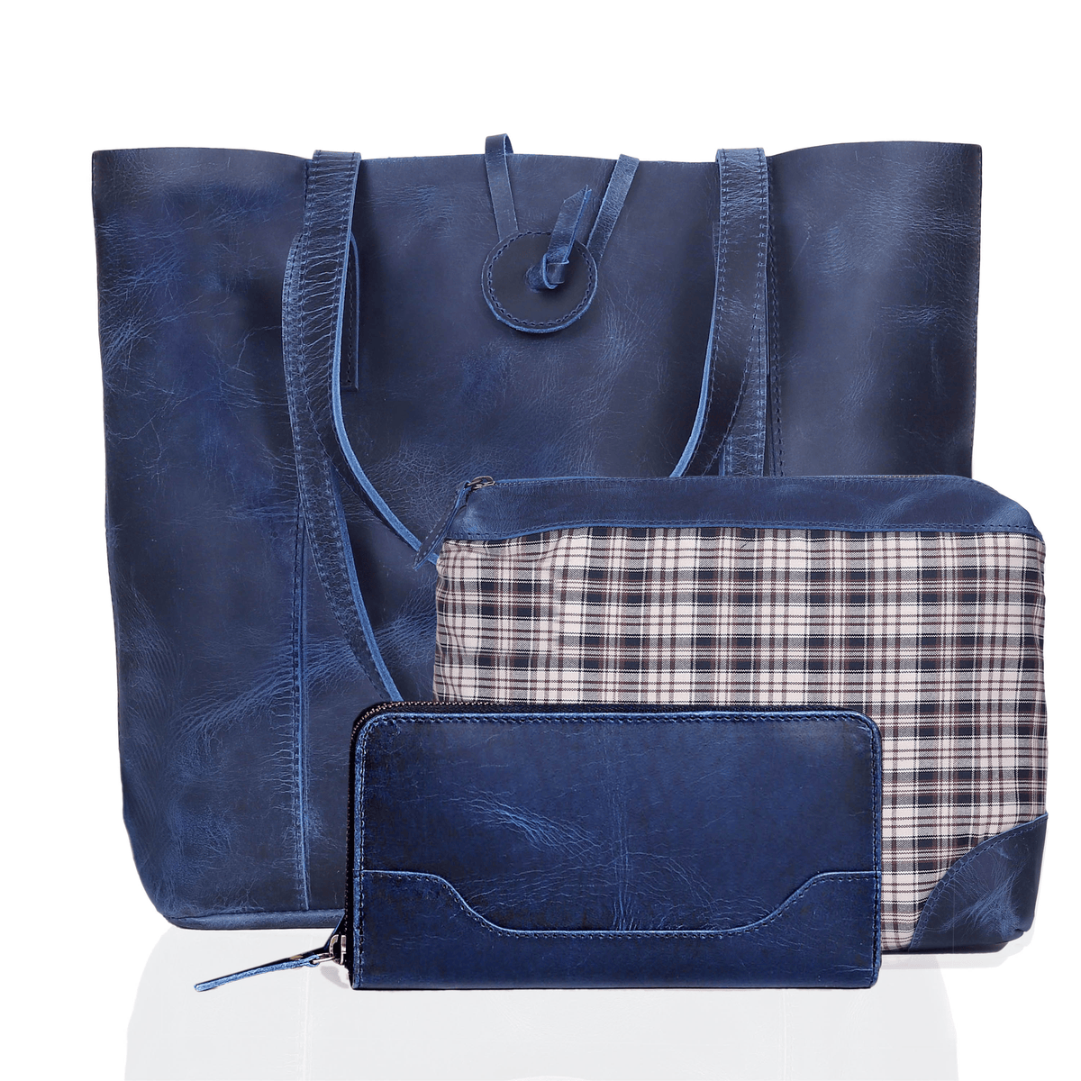 SEINNA LEATHER TOTE BAG - BLUE