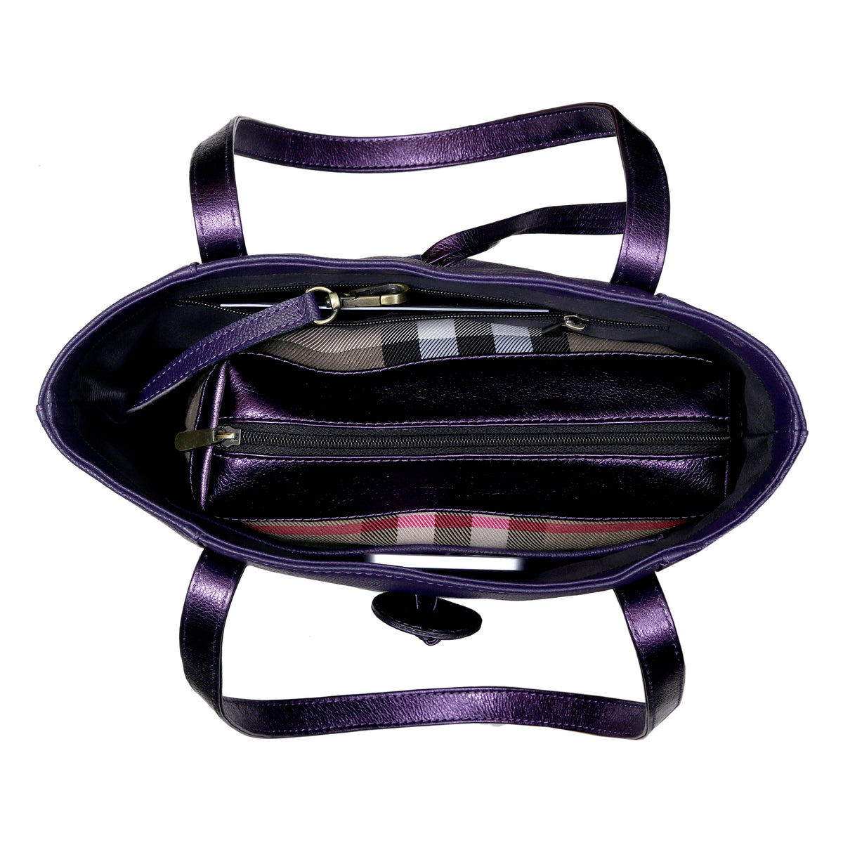 SEINNA LEATHER TOTE BAG - PURPLE