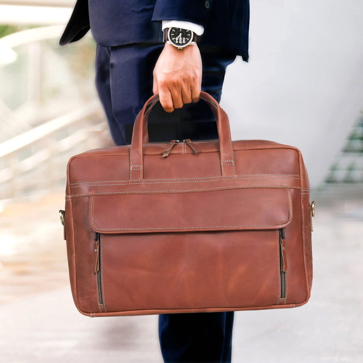 NEW YORK LEATHER BRIEFCASE BAG - denverleathercraft