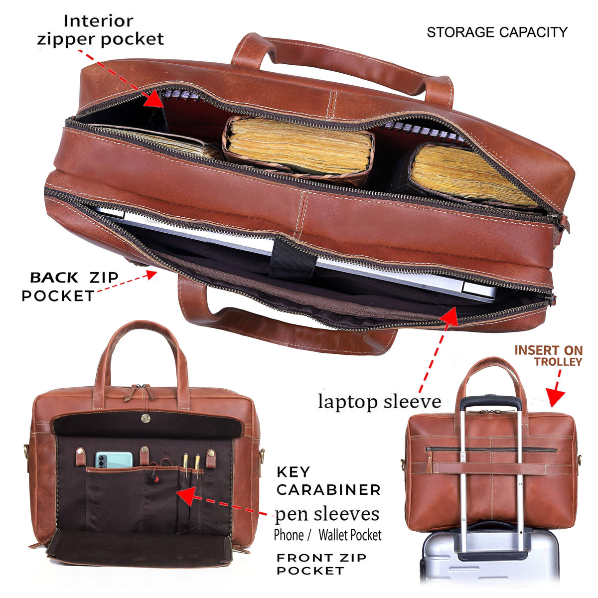 NEW YORK LEATHER BRIEFCASE BAG - denverleathercraft
