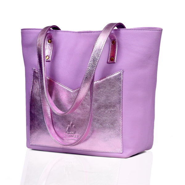 JULIET LEATHER TOTE BAG - LILAC