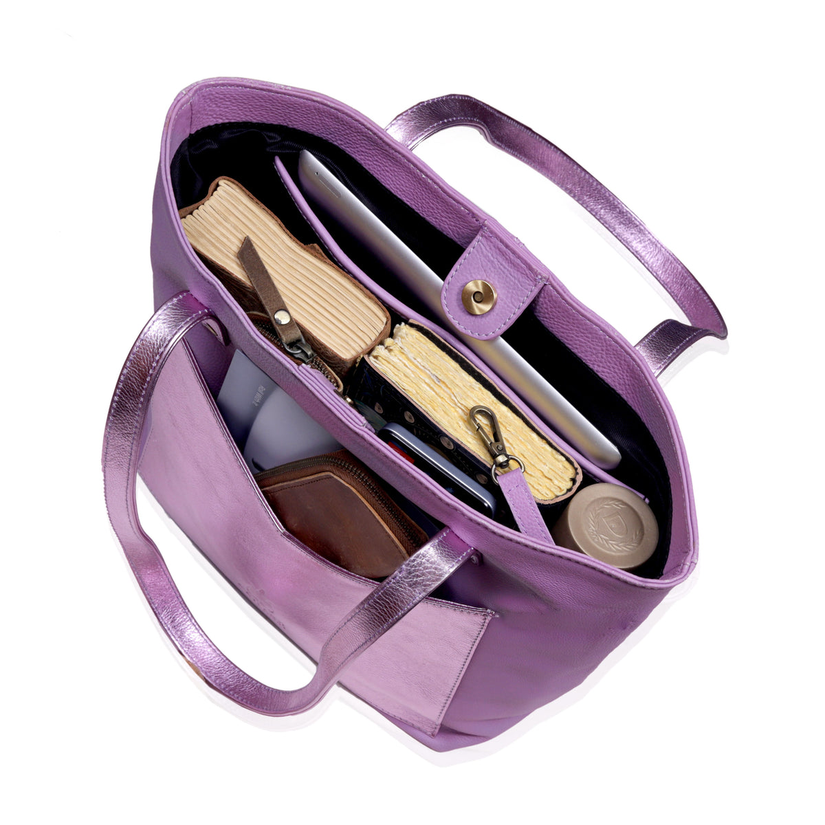 JULIET LEATHER TOTE BAG - LILAC