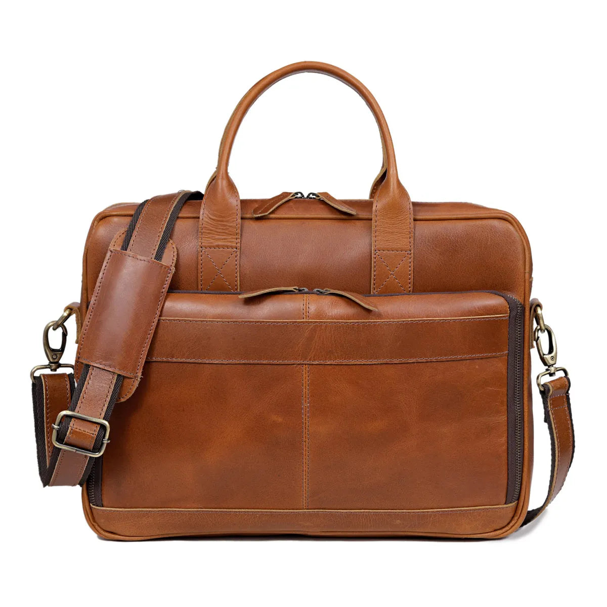 Genuine Leather Travel And Briefcase Combo Set- Tan - denverleathercraft