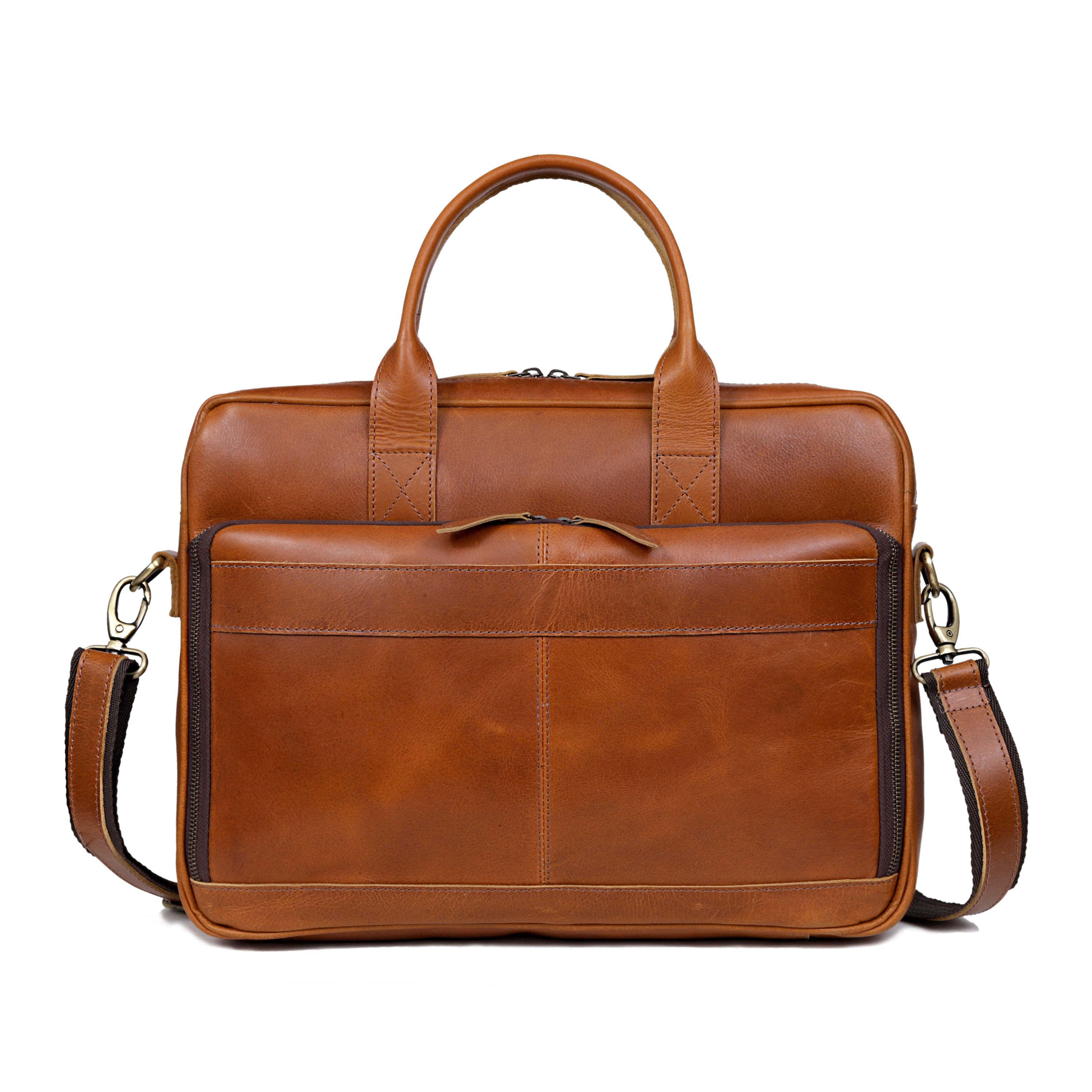 Virginia Men's Tan Leather Briefcase Bag | Premium Leather Office Bag
