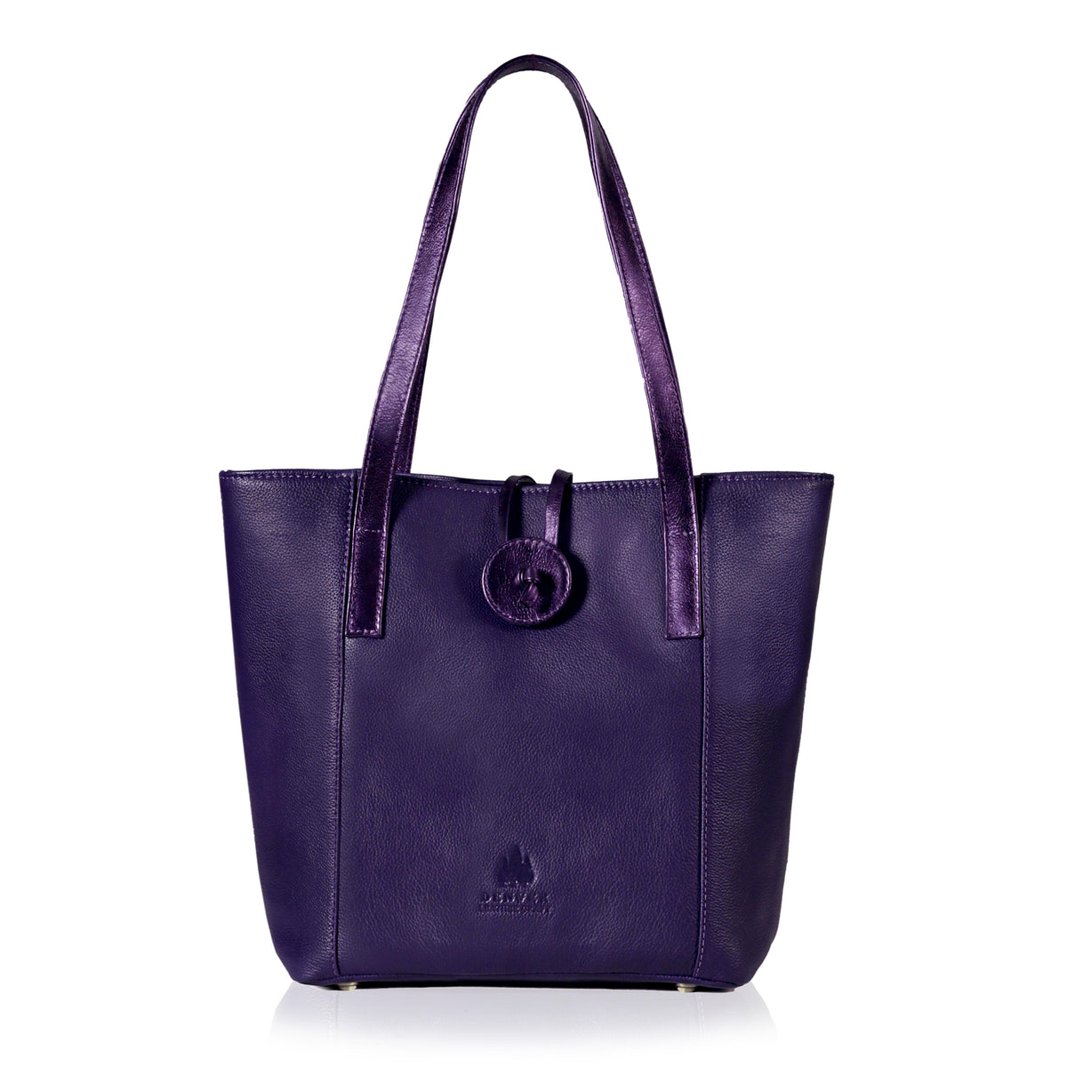SEINNA LEATHER TOTE BAG - PEBBLED METALLIC BERRY PURPLE