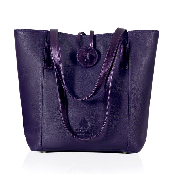 SEINNA LUXE LEATHER TOTE BAG - BERRY PURPLE