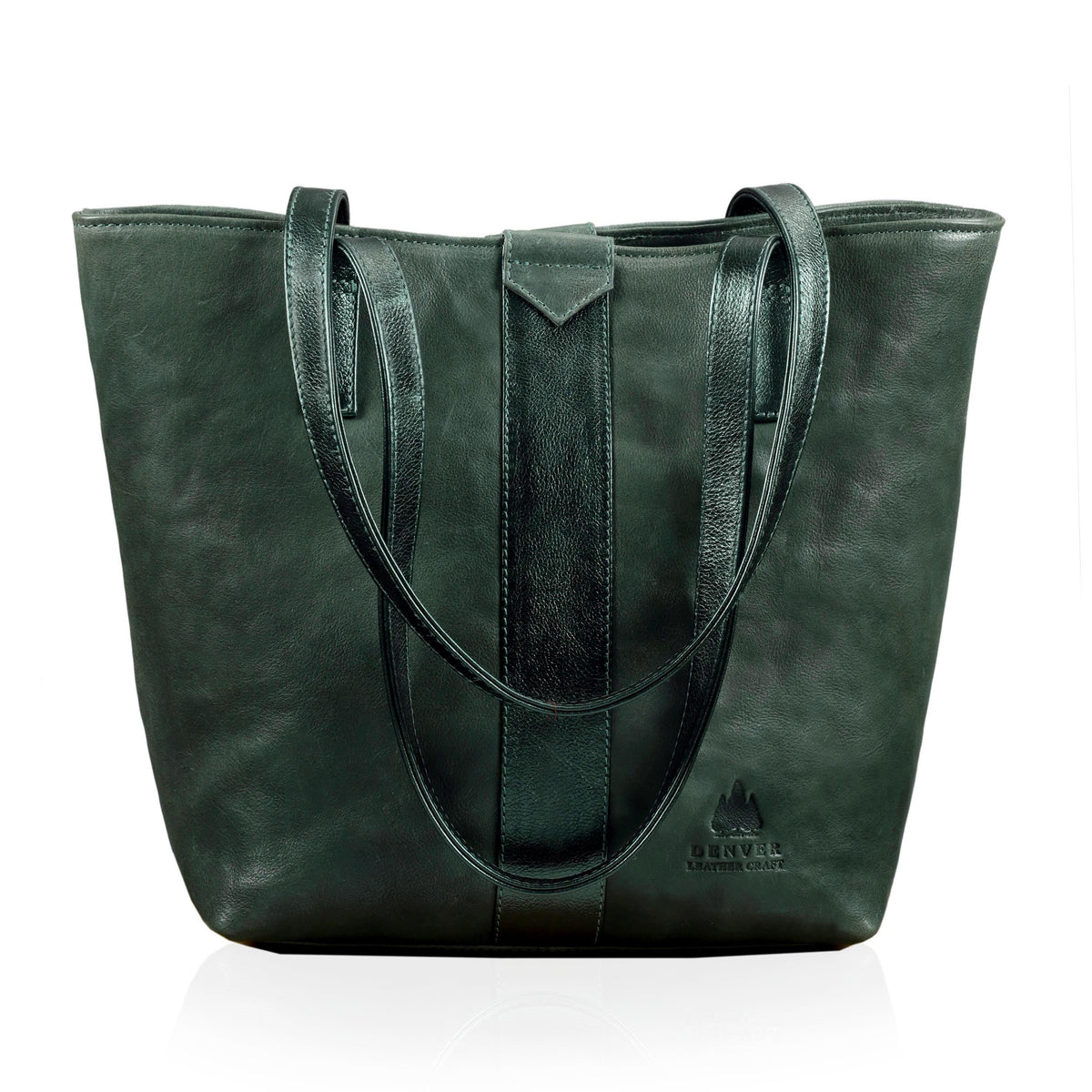 EMERALD LEATHER TOTE BAG - FOREST GREEN