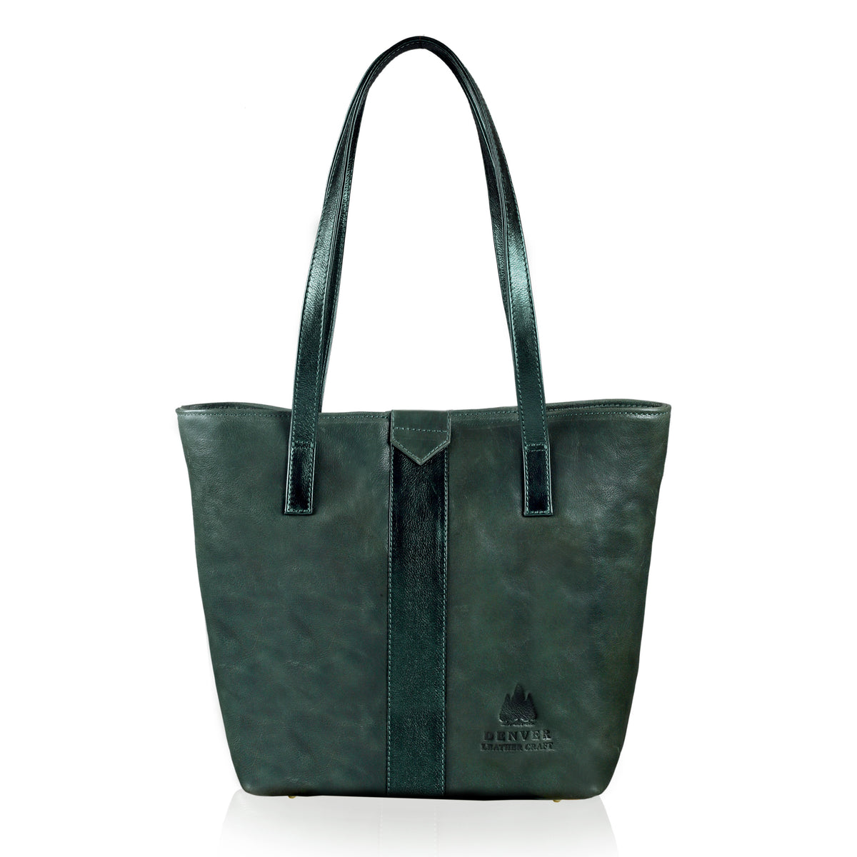 EMERALD LEATHER TOTE BAG - FOREST GREEN