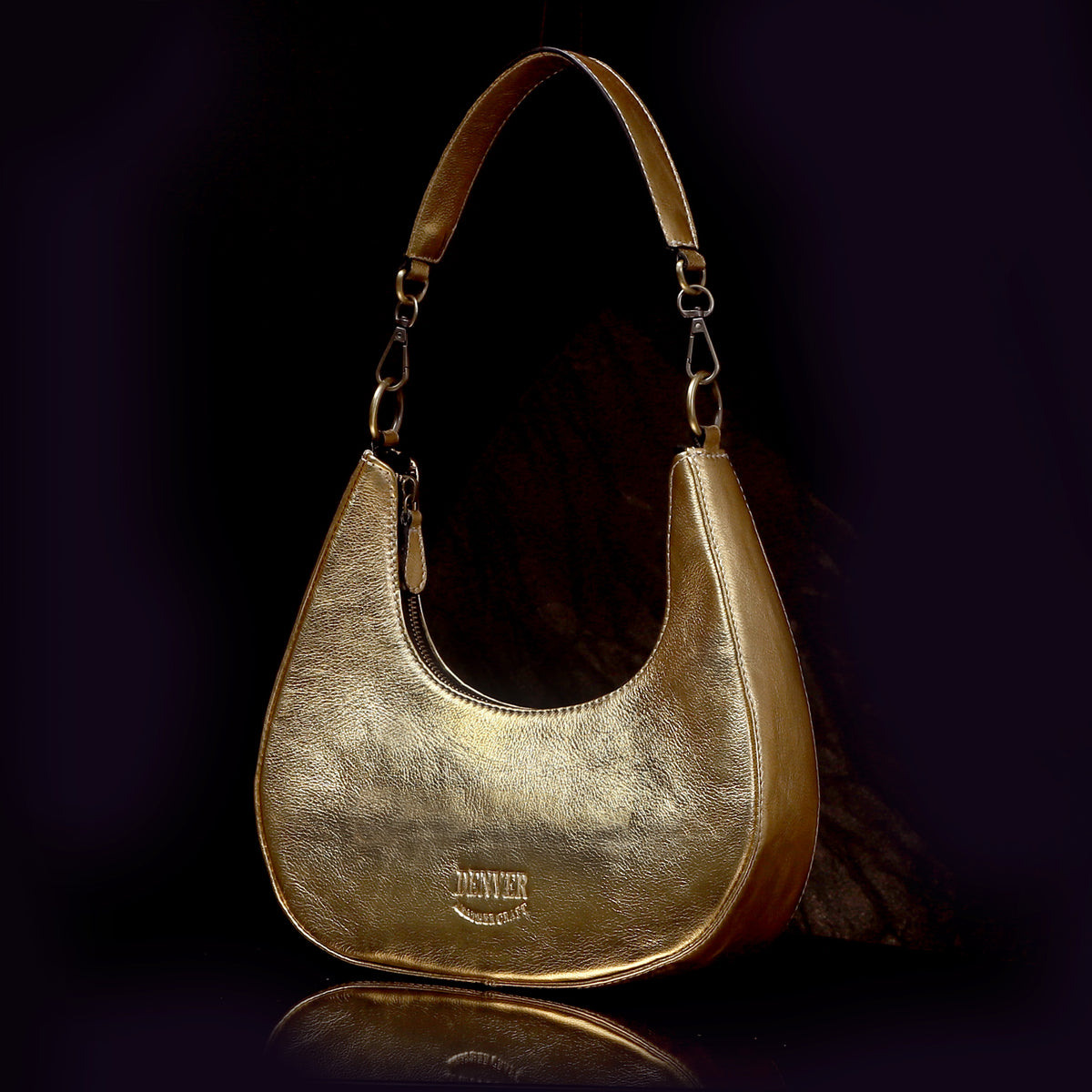 HALF MOON LEATHER PURSE - ROYAL GOLDEN