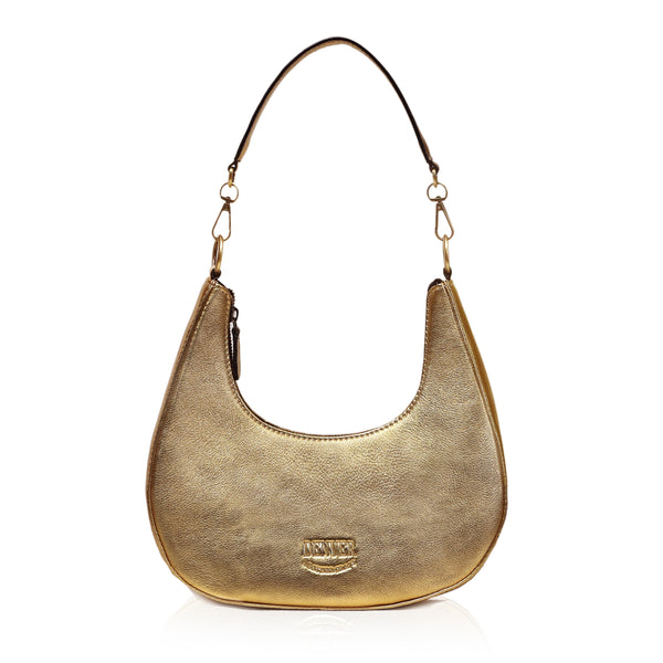 HALF MOON LEATHER PURSE - RICH GOLDEN