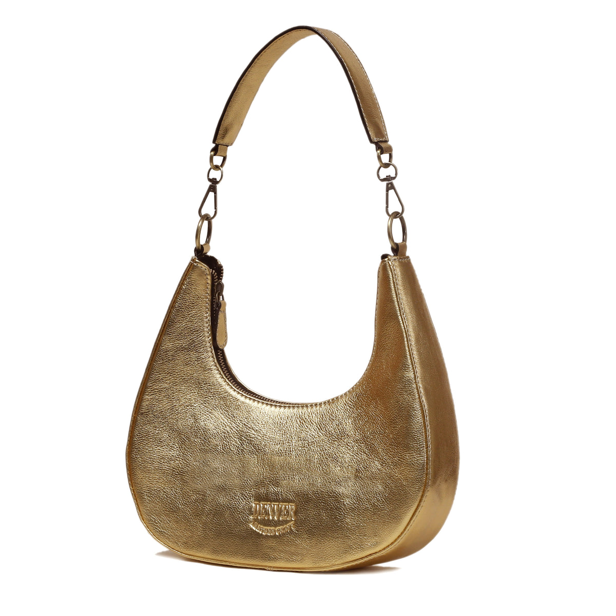HALF MOON LEATHER PURSE - ROYAL GOLDEN