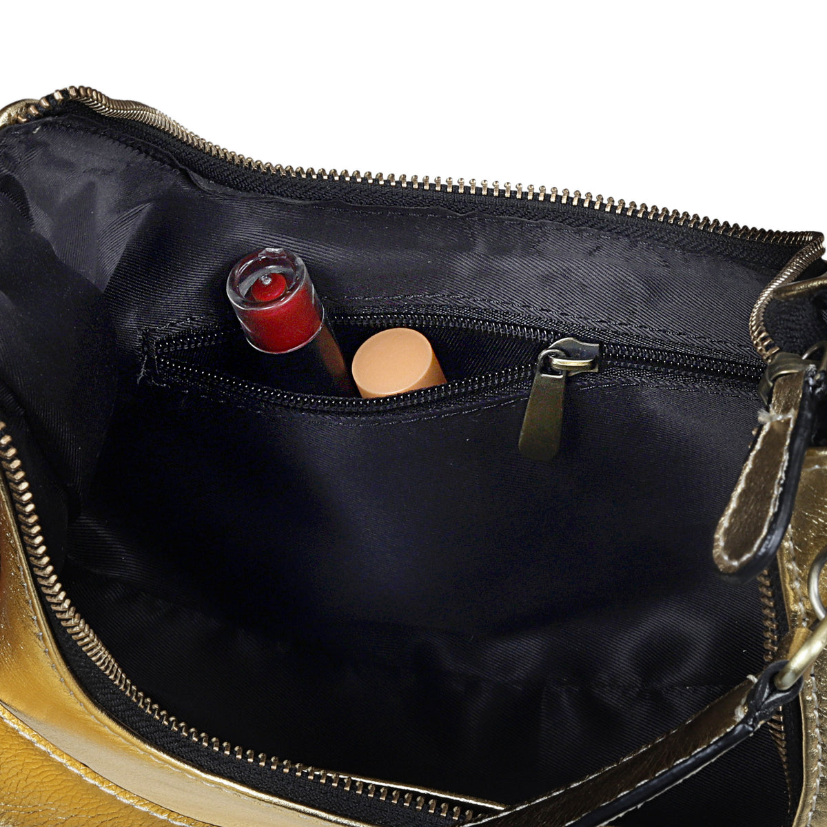 HALF MOON LEATHER PURSE - ROYAL GOLDEN