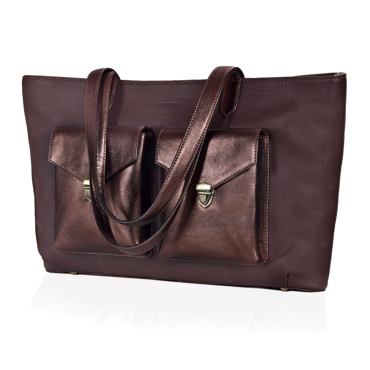 RICHIE RICH LARGE LEATHER TOTE BAG - CHOCO BROWN - denverleathercraft