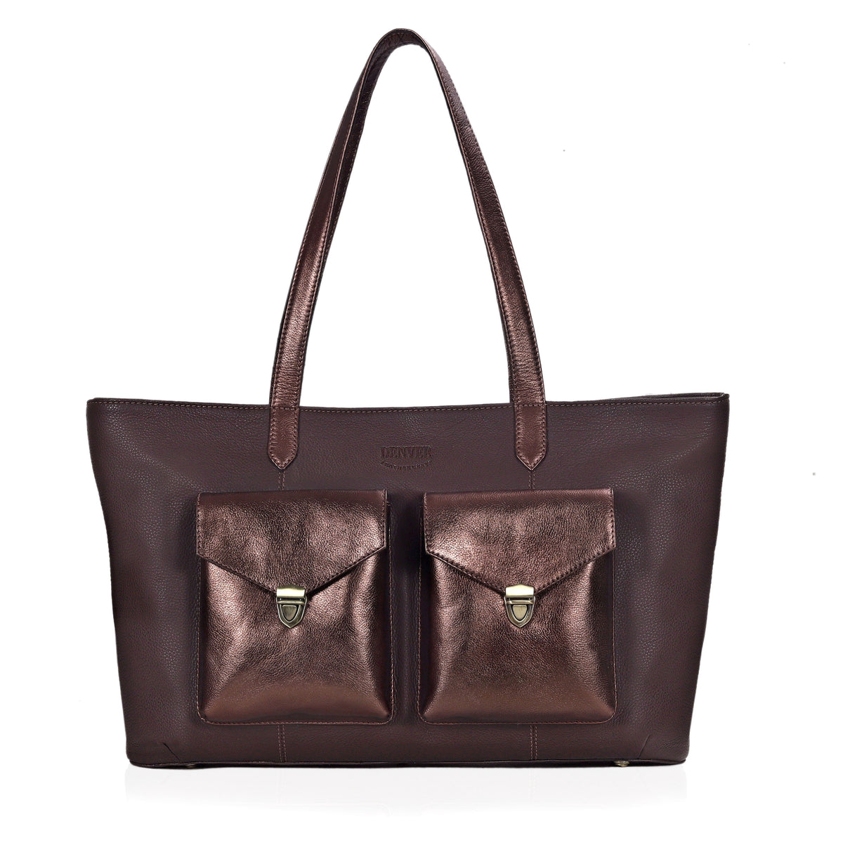 RICHIE RICH LARGE LEATHER TOTE BAG - CHOCO BROWN - denverleathercraft