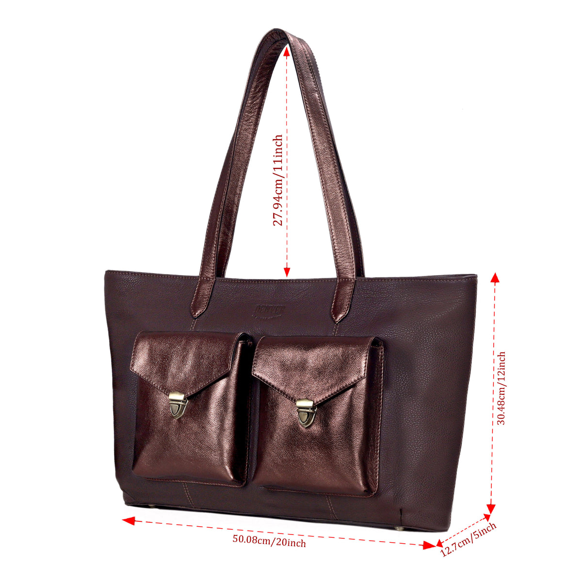 RICHIE RICH LARGE LEATHER TOTE BAG - CHOCO BROWN - denverleathercraft