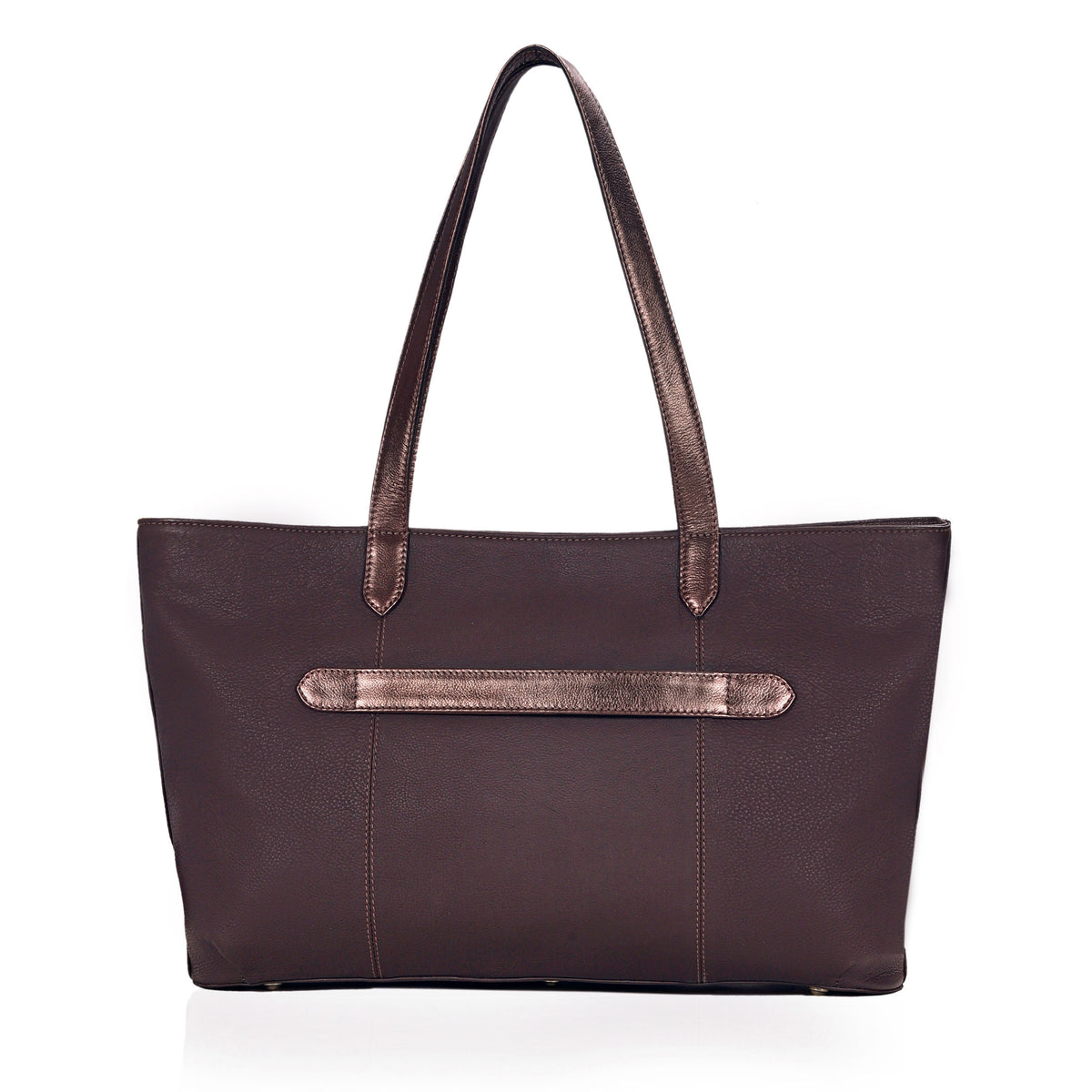 RICHIE RICH LARGE LEATHER TOTE BAG - CHOCO BROWN - denverleathercraft
