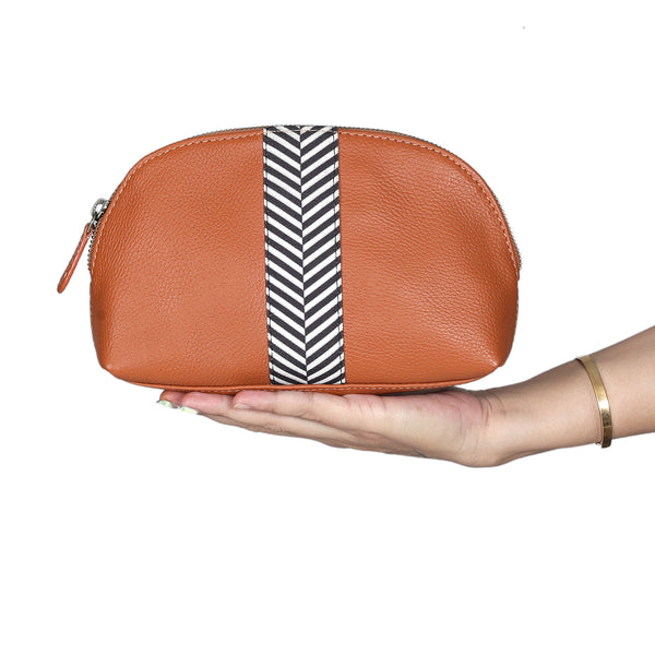PORTLAND LEATHER MAKEUP POUCH - MALTA ORANGE