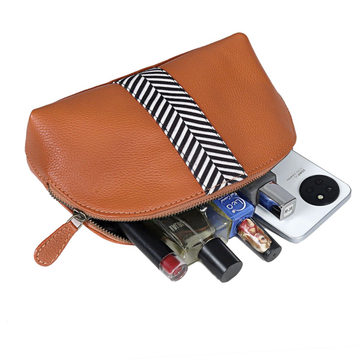 PORTLAND LEATHER MAKEUP POUCH - MALTA ORANGE