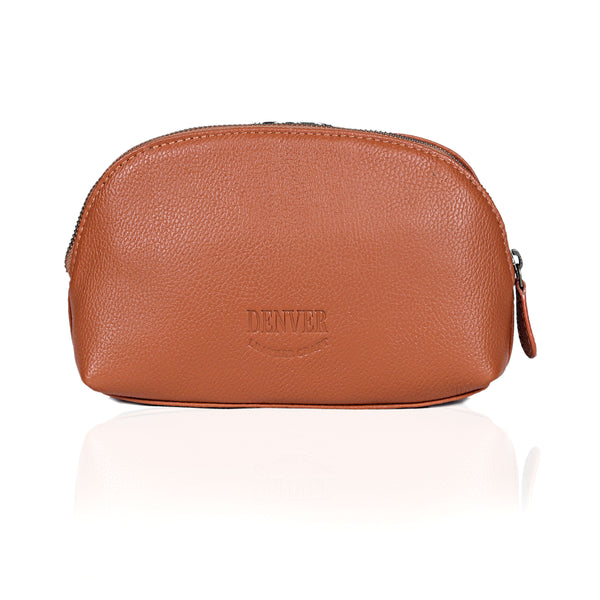 PORTLAND LEATHER MAKEUP POUCH - MALTA ORANGE