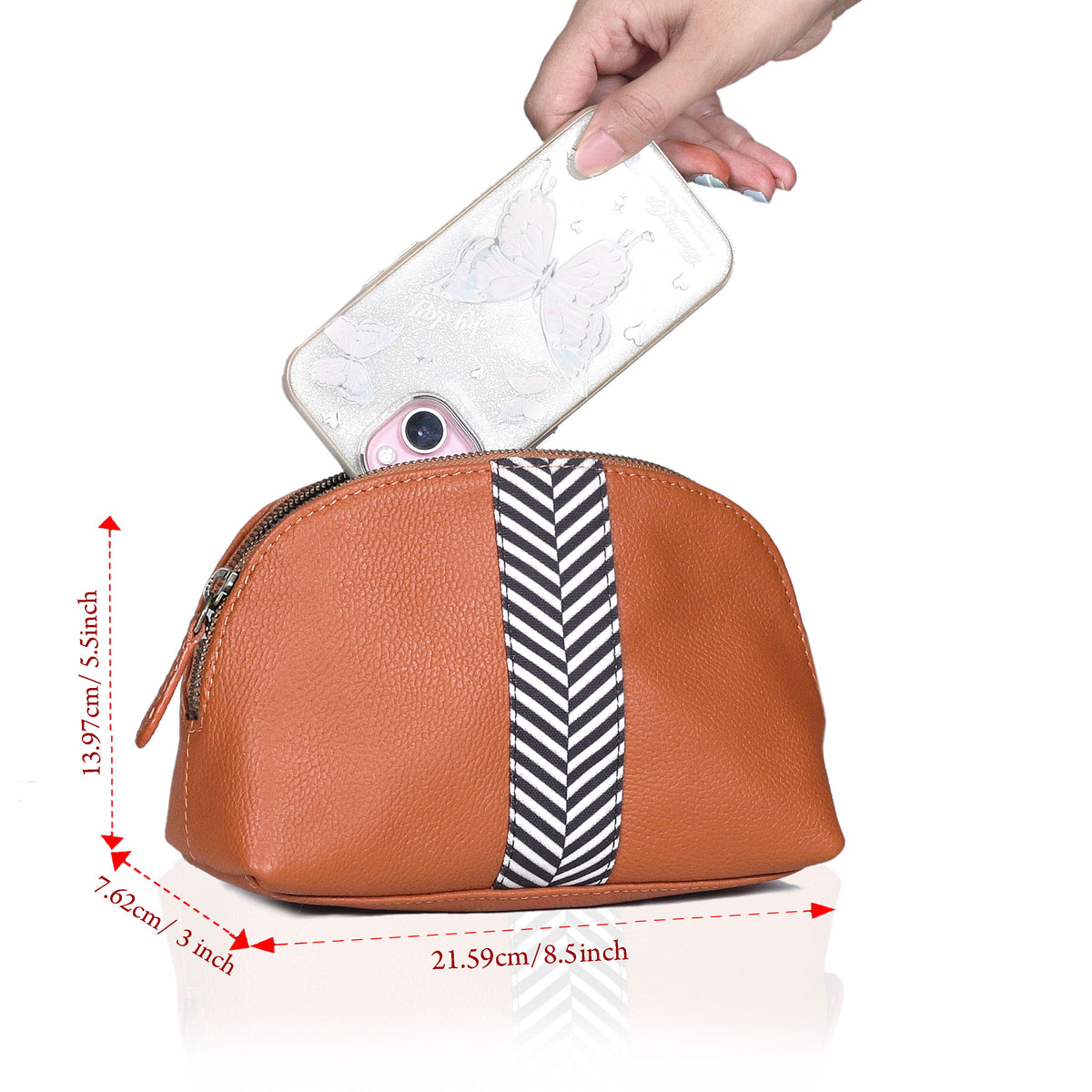PORTLAND LEATHER MAKEUP POUCH - MALTA ORANGE