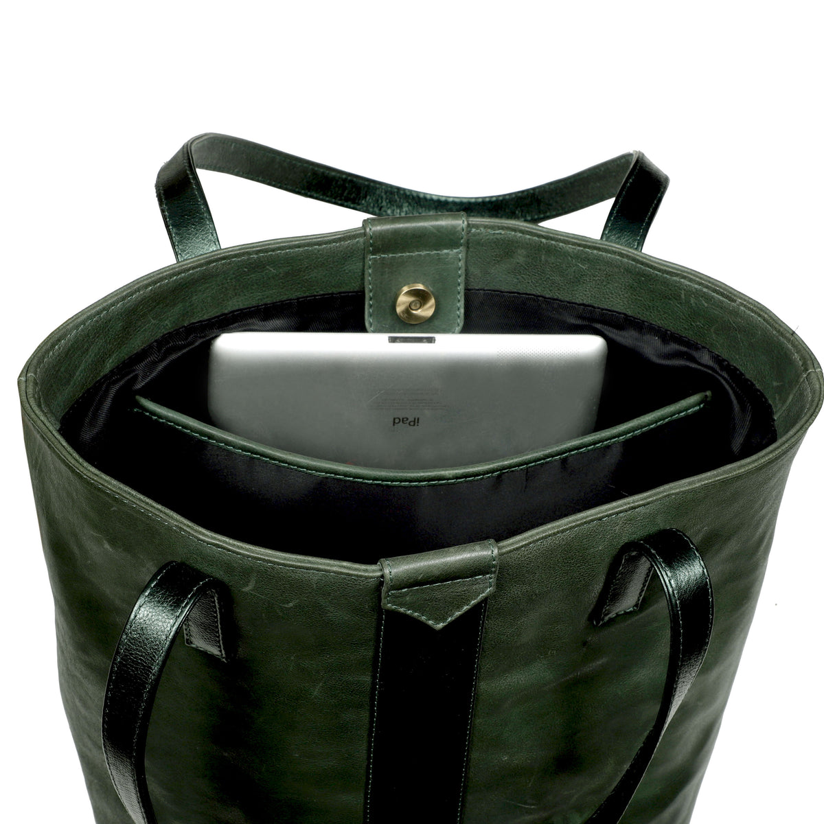EMERALD LEATHER TOTE BAG - FOREST GREEN