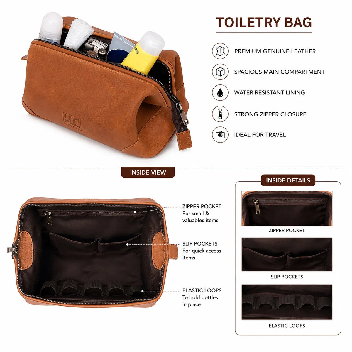 PREMIUM LEATHER TOILETRY DOPP KIT - denverleathercraft