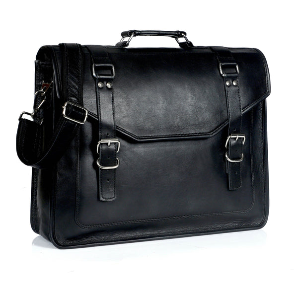 JAKE BLACK LEATHER MESSENGER BAG