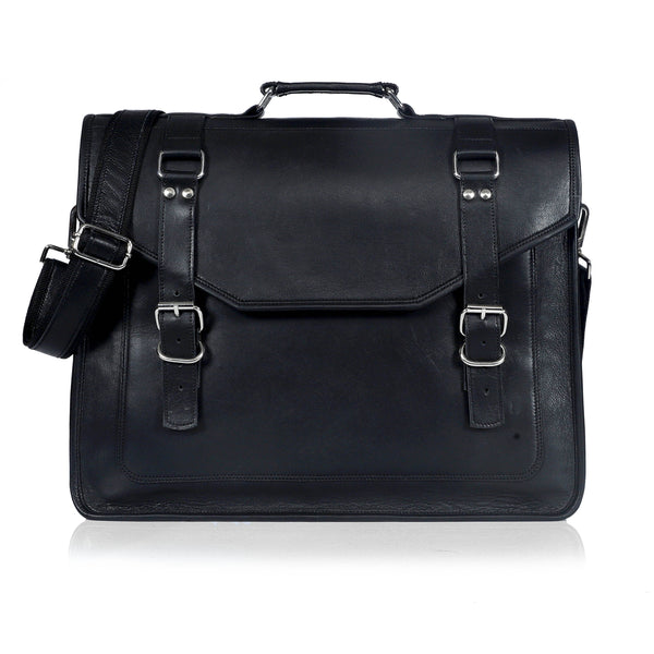 JAKE BLACK LEATHER MESSENGER BAG