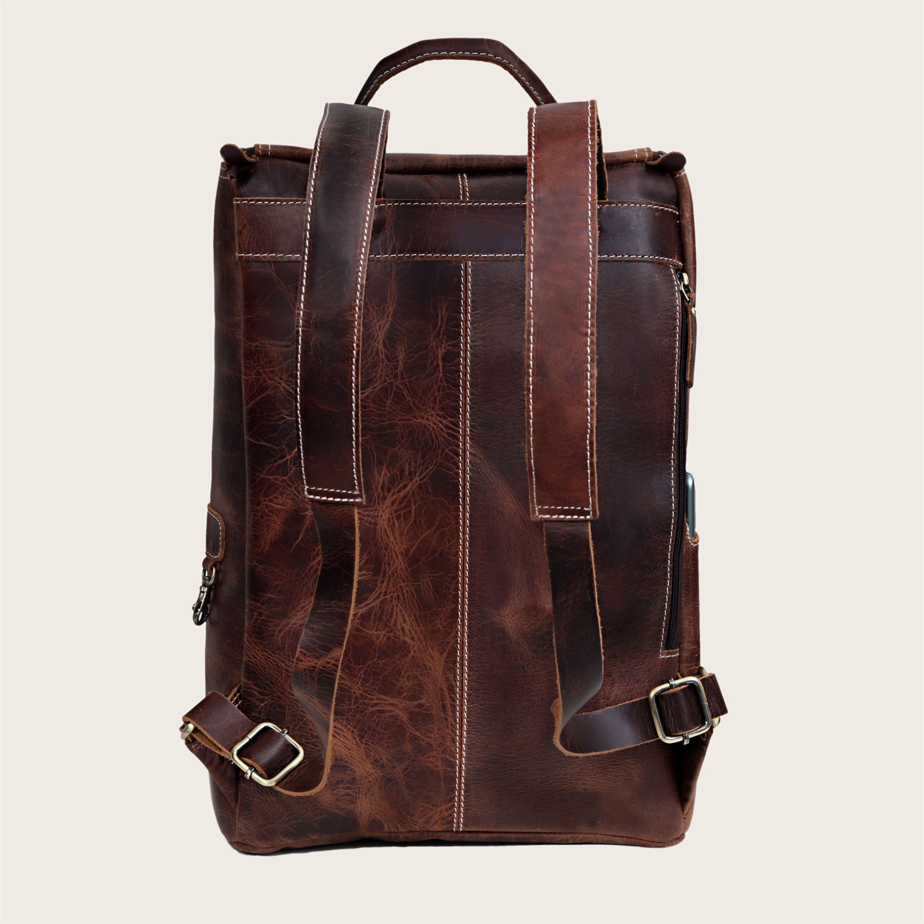 DLC BUFFALO LEATHER BACKPACK - BROWN