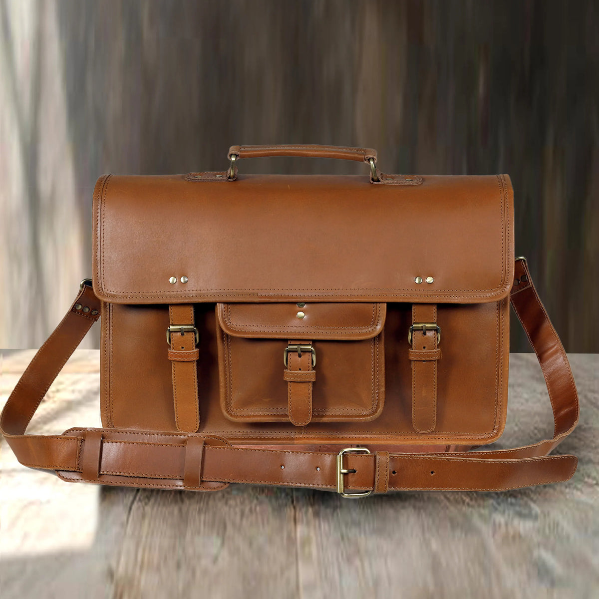 Roosevelt Buffalo Leather Messenger Bag - denverleathercraft