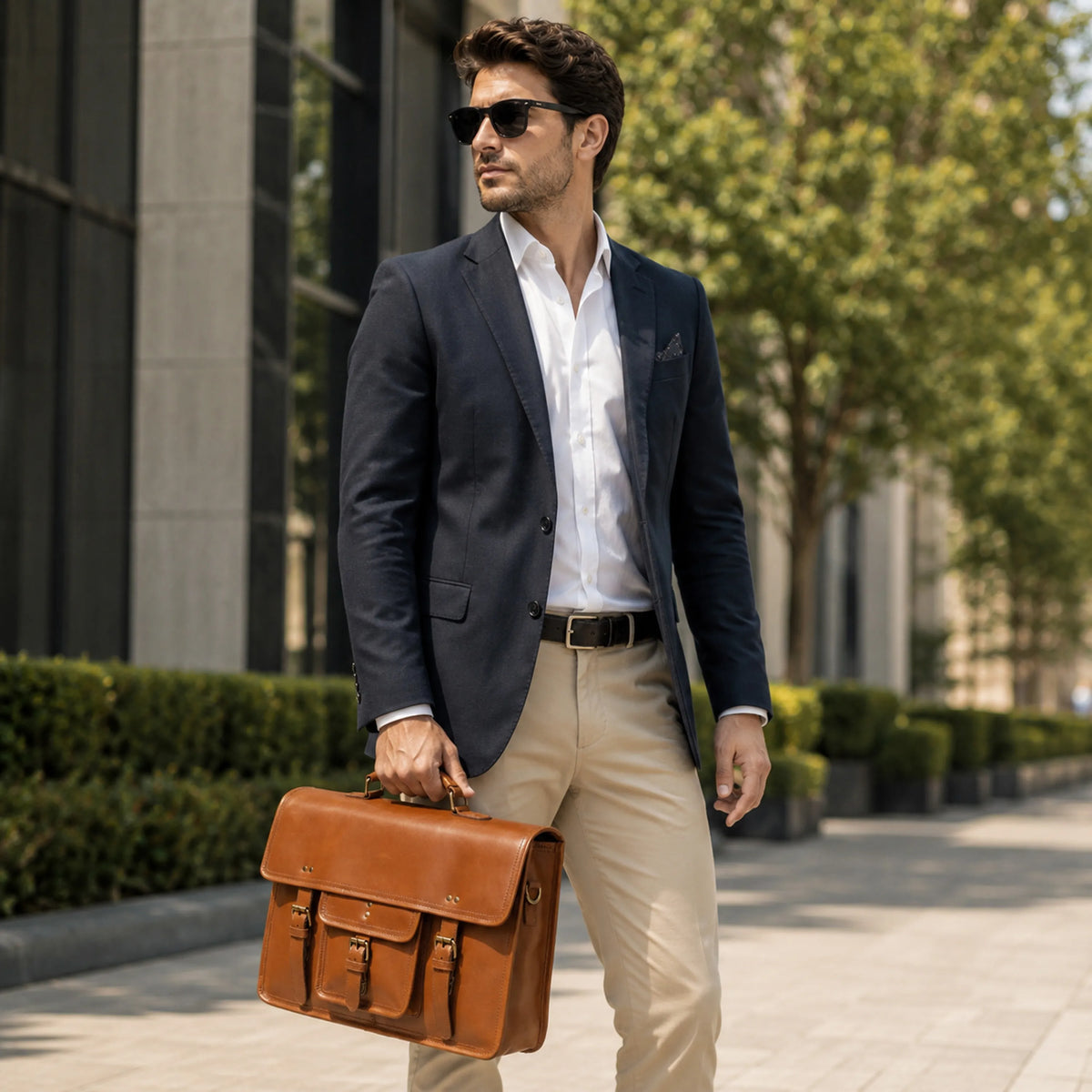 Roosevelt Buffalo Leather Messenger Bag - denverleathercraft