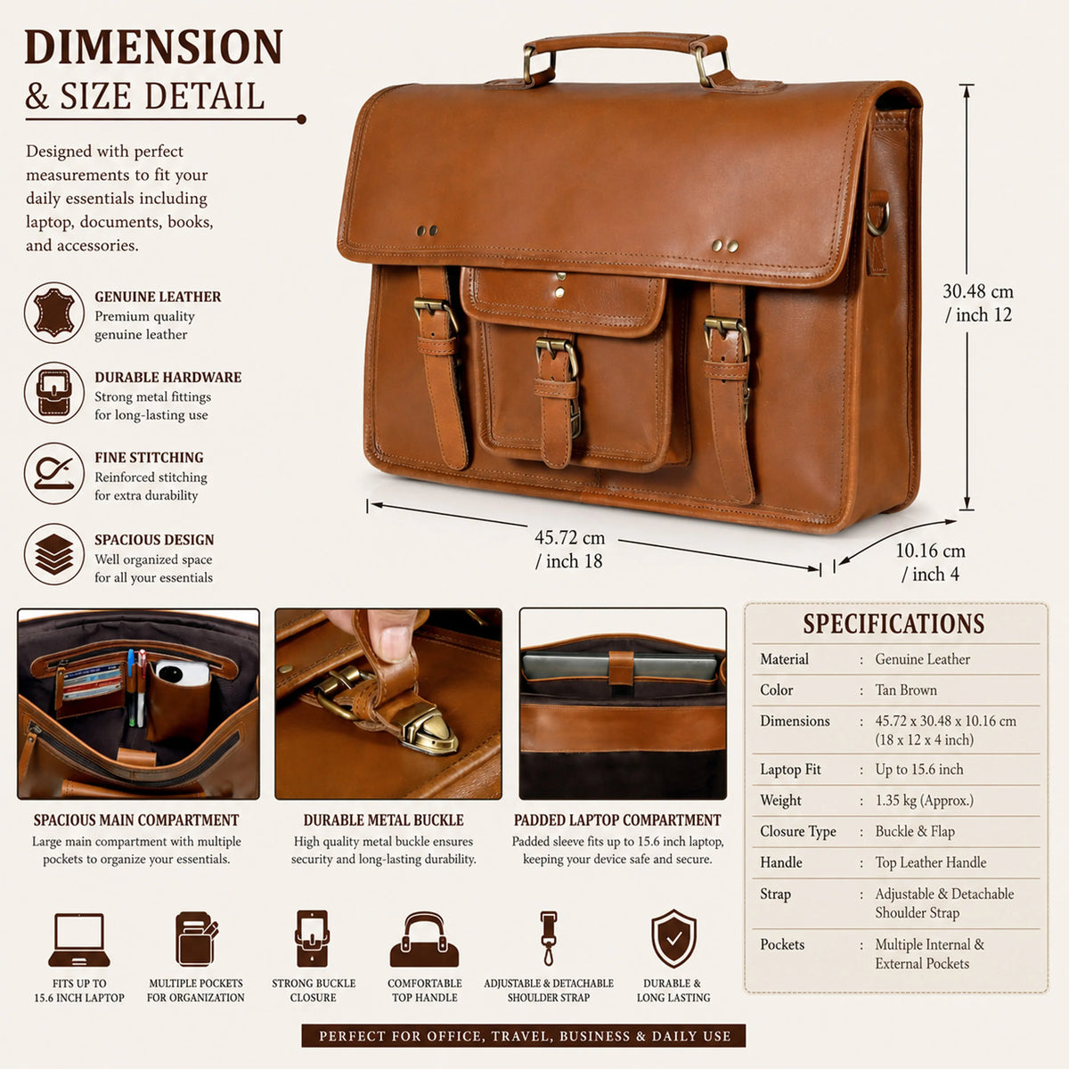 Roosevelt Buffalo Leather Messenger Bag - denverleathercraft